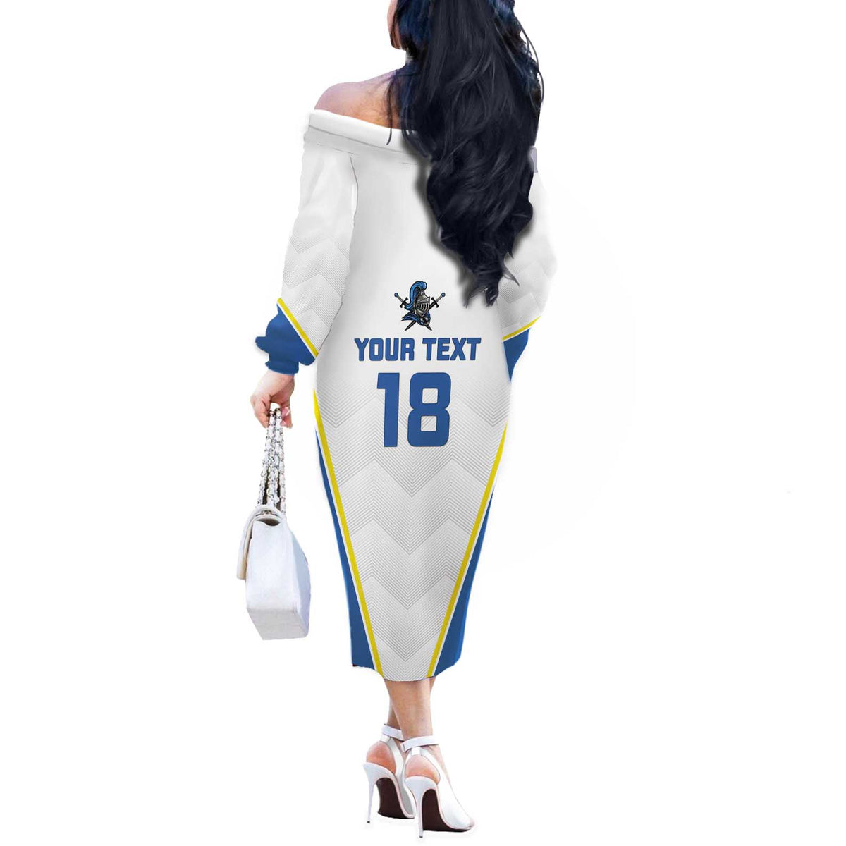Custom West Knights of Yorkshire Off The Shoulder Long Sleeve Dress Skate Hard Hit Harder White Version - Wonder Print Shop
