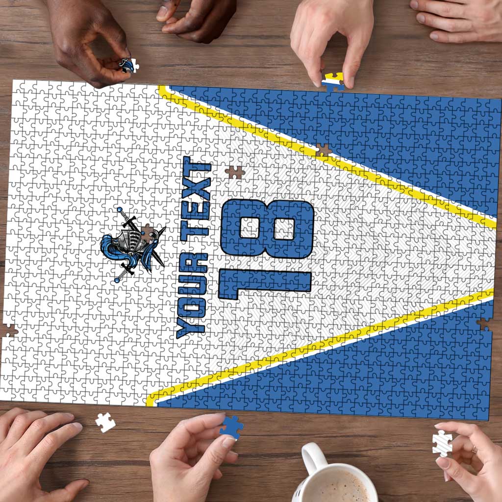 Custom West Knights of Yorkshire Puzzle Skate Hard Hit Harder White Version - Wonder Print Shop
