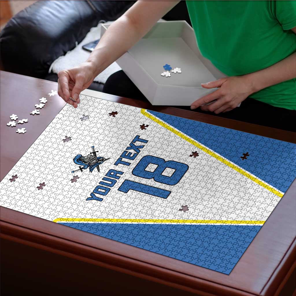Custom West Knights of Yorkshire Puzzle Skate Hard Hit Harder White Version - Wonder Print Shop