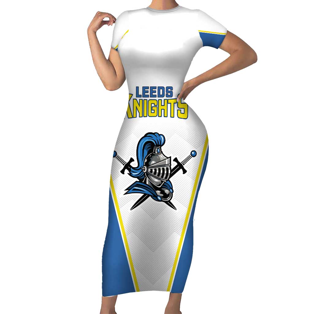 Custom West Knights of Yorkshire Short Sleeve Bodycon Dress Skate Hard Hit Harder White Version - Wonder Print Shop