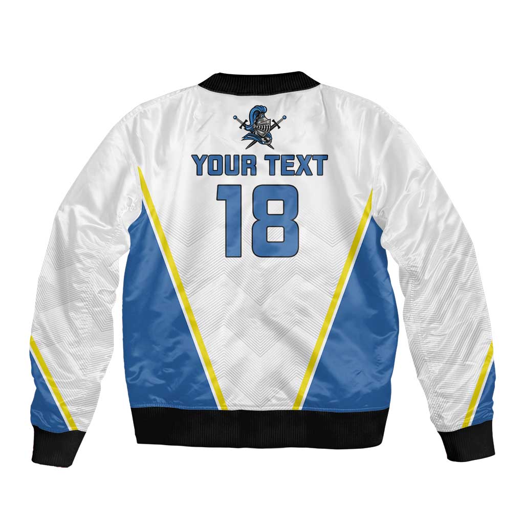 Custom West Knights of Yorkshire Sleeve Zip Bomber Jacket Skate Hard Hit Harder White Version - Wonder Print Shop