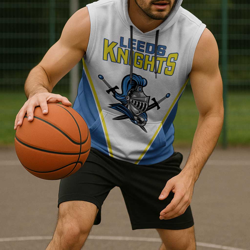 Custom West Knights of Yorkshire Sleeveless Hoodie Skate Hard Hit Harder White Version - Wonder Print Shop