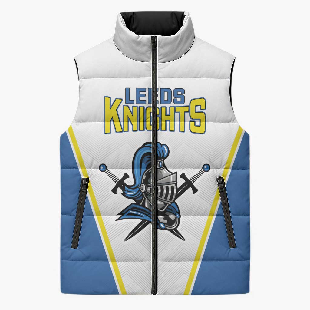 Custom West Knights of Yorkshire Sleeveless Puffer Jacket Skate Hard Hit Harder White Version - Wonder Print Shop