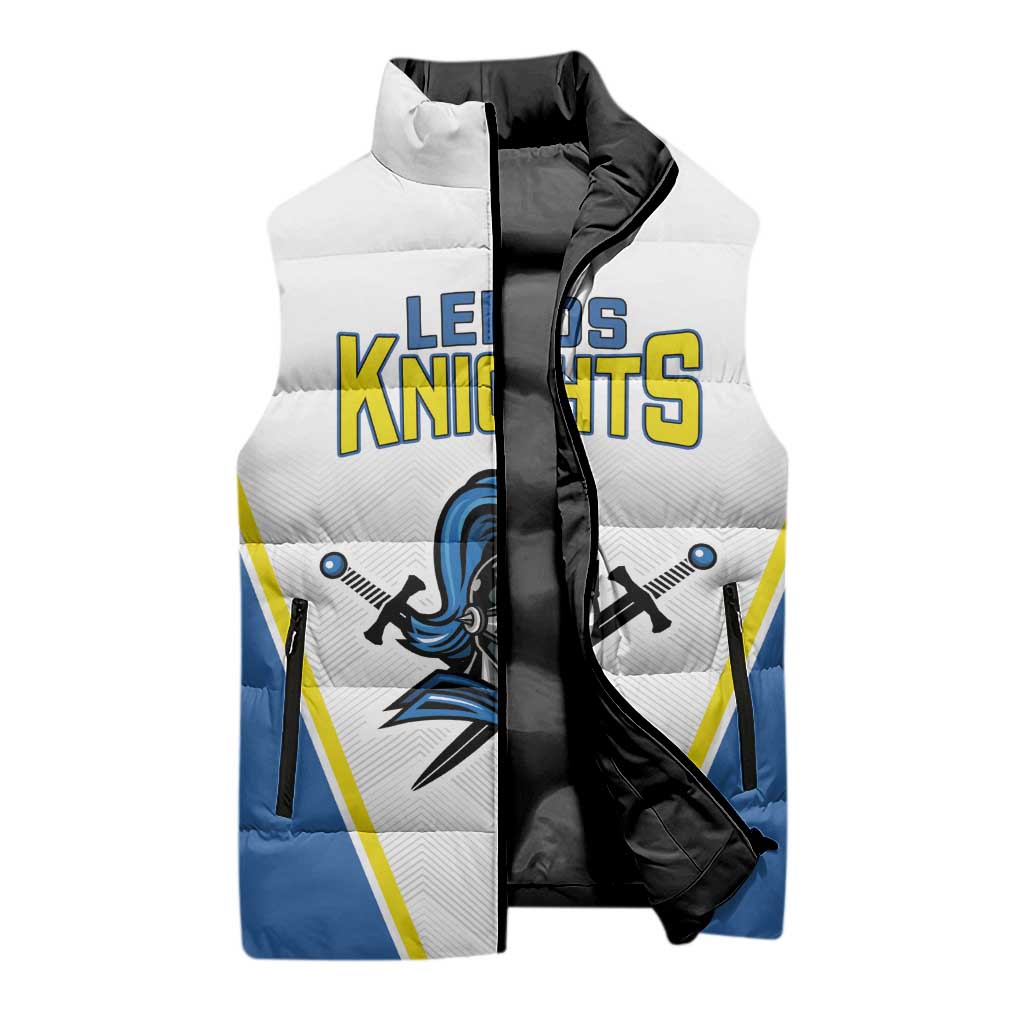 Custom West Knights of Yorkshire Sleeveless Puffer Jacket Skate Hard Hit Harder White Version - Wonder Print Shop