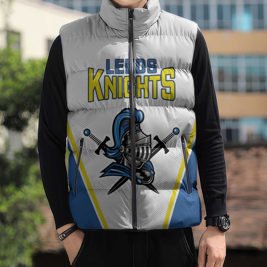 Custom West Knights of Yorkshire Sleeveless Puffer Jacket Skate Hard Hit Harder White Version - Wonder Print Shop