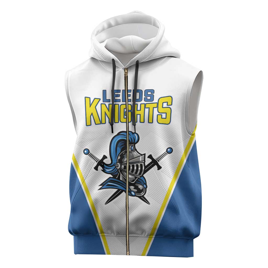 Custom West Knights of Yorkshire Sleeveless Zip Hoodie Skate Hard Hit Harder White Version - Wonder Print Shop