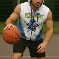 Custom West Knights of Yorkshire Sleeveless Zip Hoodie Skate Hard Hit Harder White Version - Wonder Print Shop