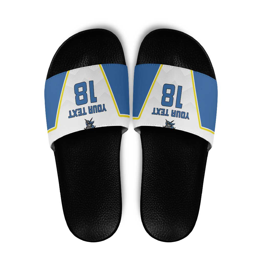 Custom West Knights of Yorkshire Slide Sandals Skate Hard Hit Harder White Version - Wonder Print Shop