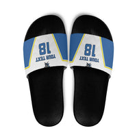 Custom West Knights of Yorkshire Slide Sandals Skate Hard Hit Harder White Version - Wonder Print Shop