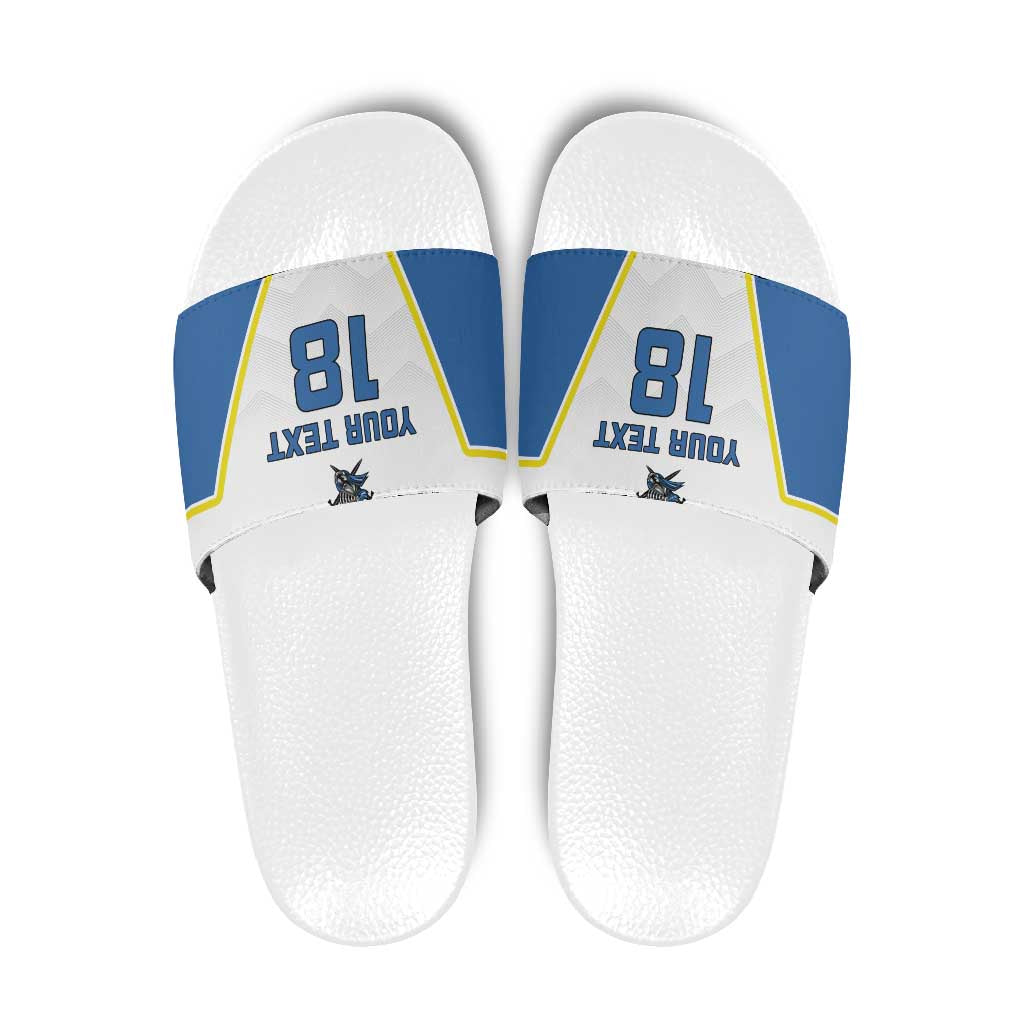 Custom West Knights of Yorkshire Slide Sandals Skate Hard Hit Harder White Version - Wonder Print Shop
