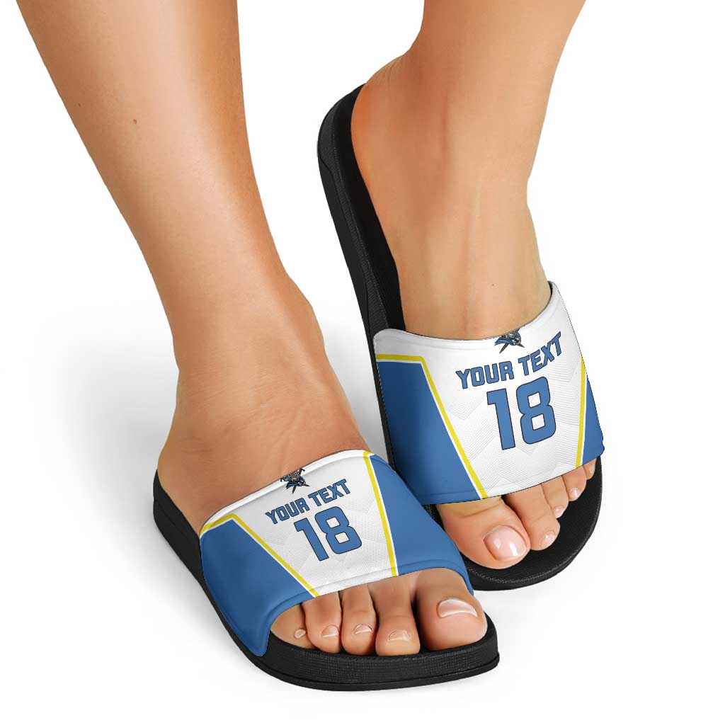 Custom West Knights of Yorkshire Slide Sandals Skate Hard Hit Harder White Version - Wonder Print Shop