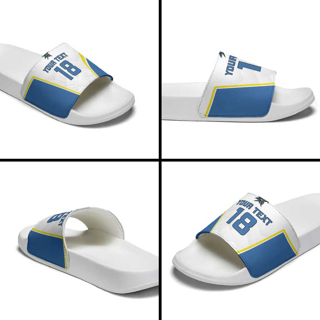 Custom West Knights of Yorkshire Slide Sandals Skate Hard Hit Harder White Version - Wonder Print Shop