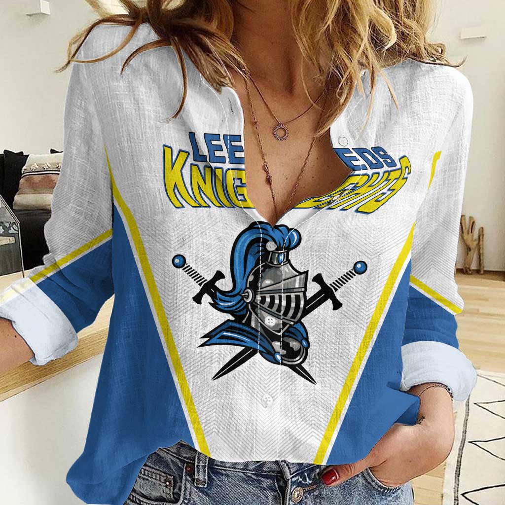 Custom West Knights of Yorkshire Women Casual Shirt Skate Hard Hit Harder White Version - Wonder Print Shop