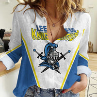 Custom West Knights of Yorkshire Women Casual Shirt Skate Hard Hit Harder White Version - Wonder Print Shop