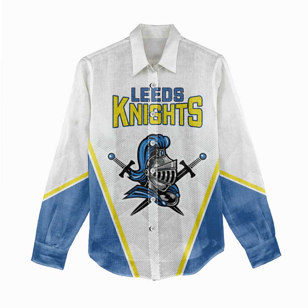 Custom West Knights of Yorkshire Women Casual Shirt Skate Hard Hit Harder White Version - Wonder Print Shop