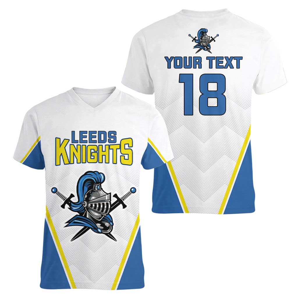 Custom West Knights of Yorkshire Women V-Neck T-Shirt Skate Hard Hit Harder White Version - Wonder Print Shop