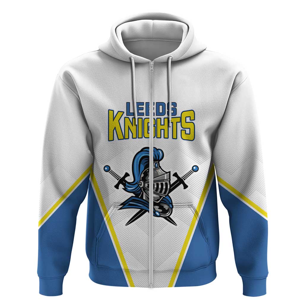 Custom West Knights of Yorkshire Zip Hoodie Skate Hard Hit Harder White Version - Wonder Print Shop