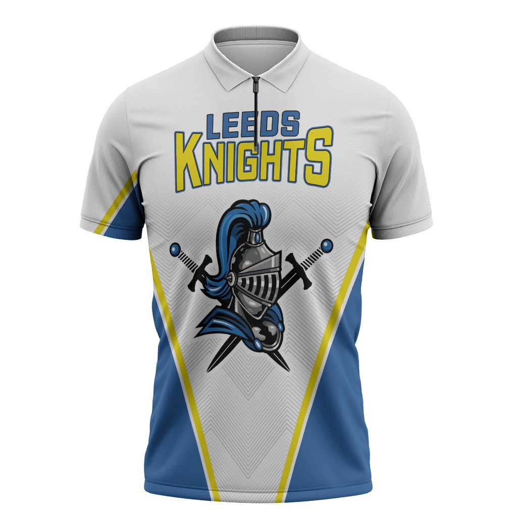 Custom West Knights of Yorkshire Zipper Polo Shirt Skate Hard Hit Harder White Version - Wonder Print Shop
