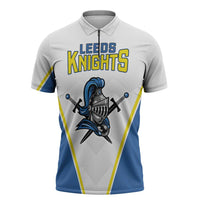 Custom West Knights of Yorkshire Zipper Polo Shirt Skate Hard Hit Harder White Version - Wonder Print Shop
