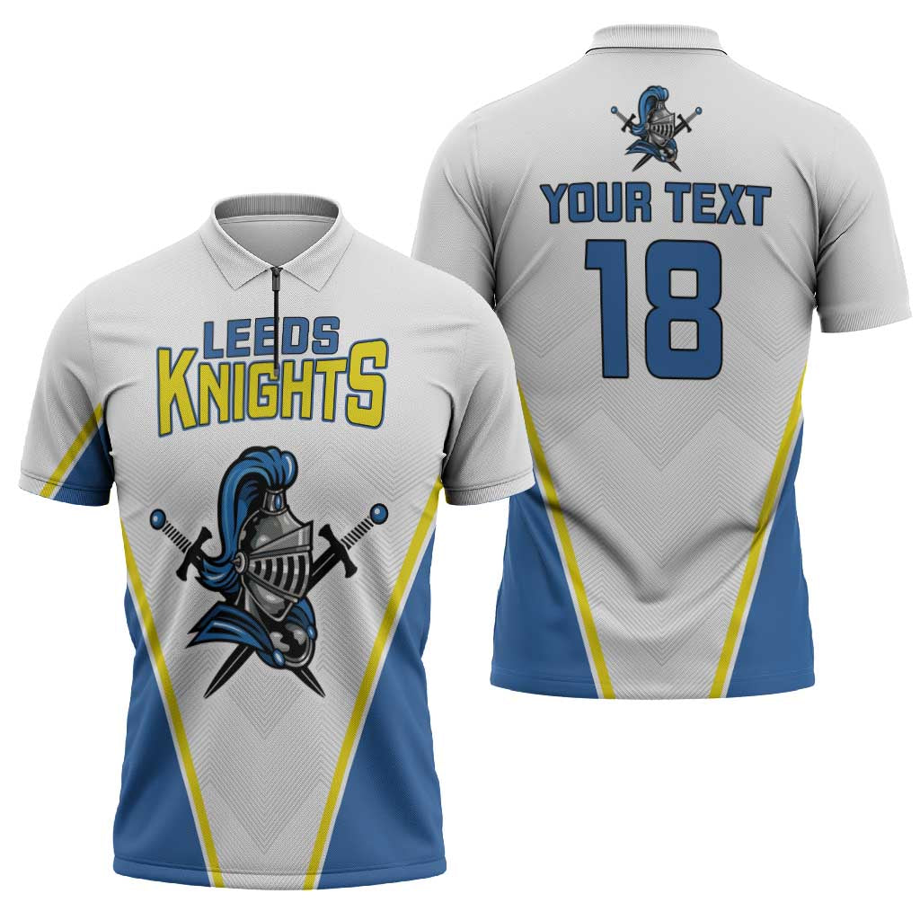 Custom West Knights of Yorkshire Zipper Polo Shirt Skate Hard Hit Harder White Version - Wonder Print Shop