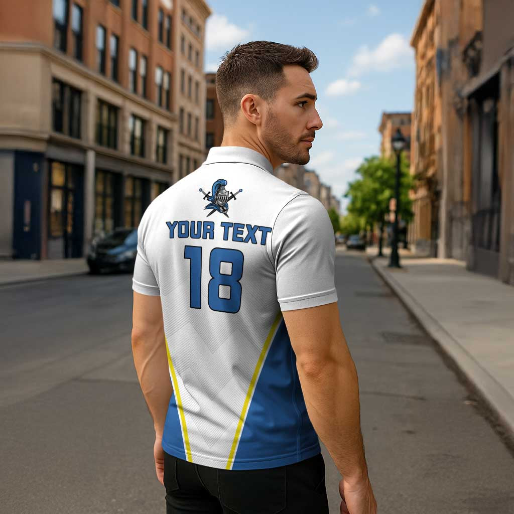 Custom West Knights of Yorkshire Zipper Polo Shirt Skate Hard Hit Harder White Version - Wonder Print Shop