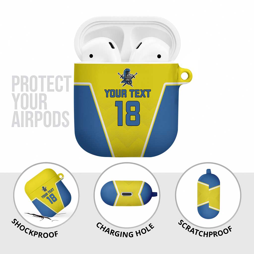 Custom West Knights of Yorkshire AirPods Case Skate Hard Hit Harder Yellow Version - Wonder Print Shop