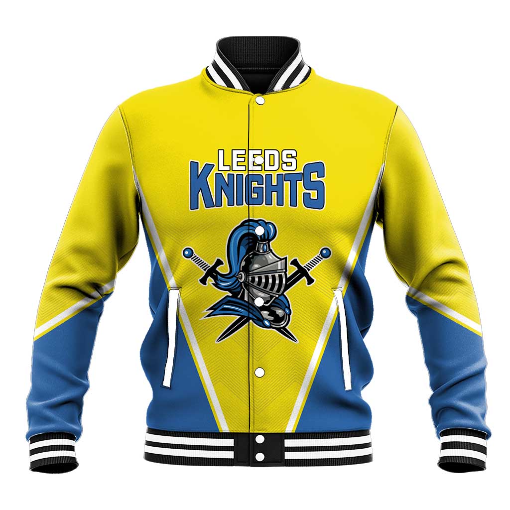 Custom West Knights of Yorkshire Baseball Jacket Skate Hard Hit Harder Yellow Version - Wonder Print Shop