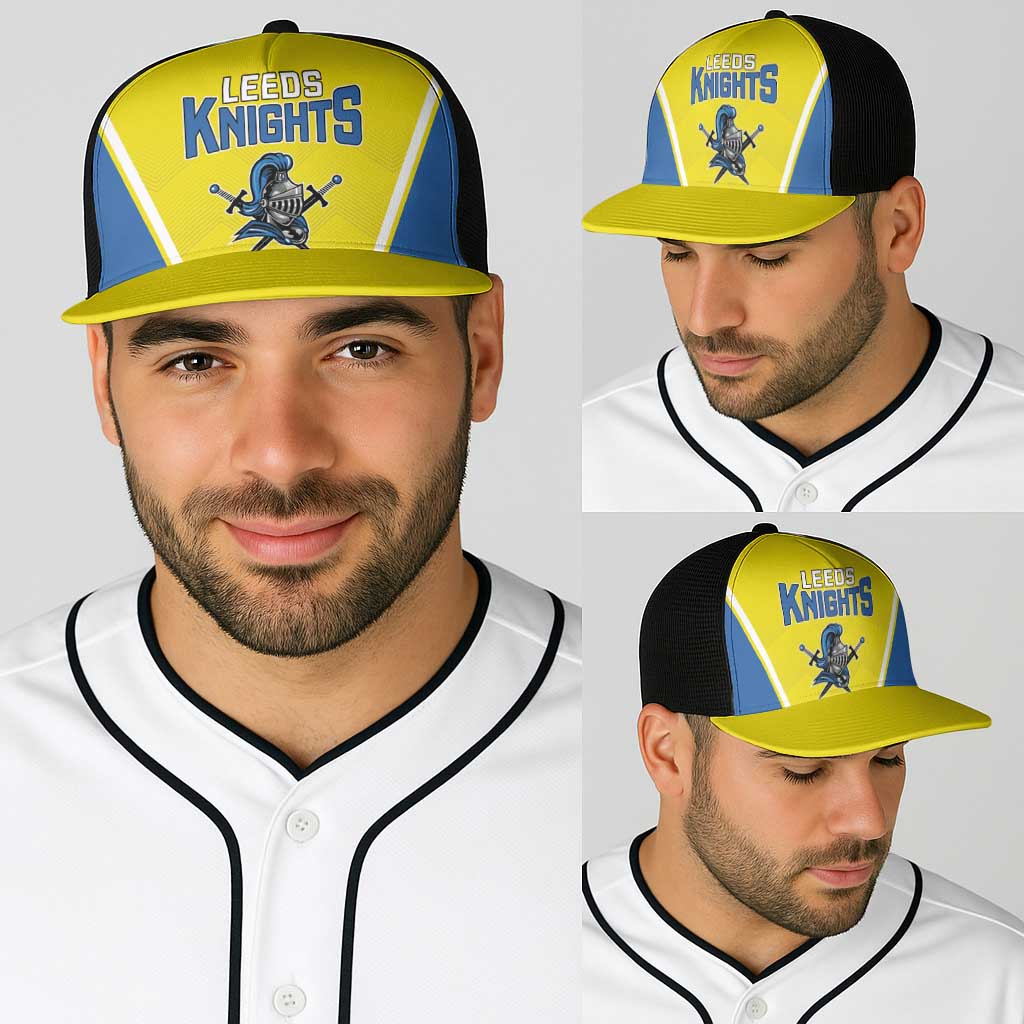 West Knights of Yorkshire Baseball Net Cap Skate Hard Hit Harder Yellow Version - Wonder Print Shop