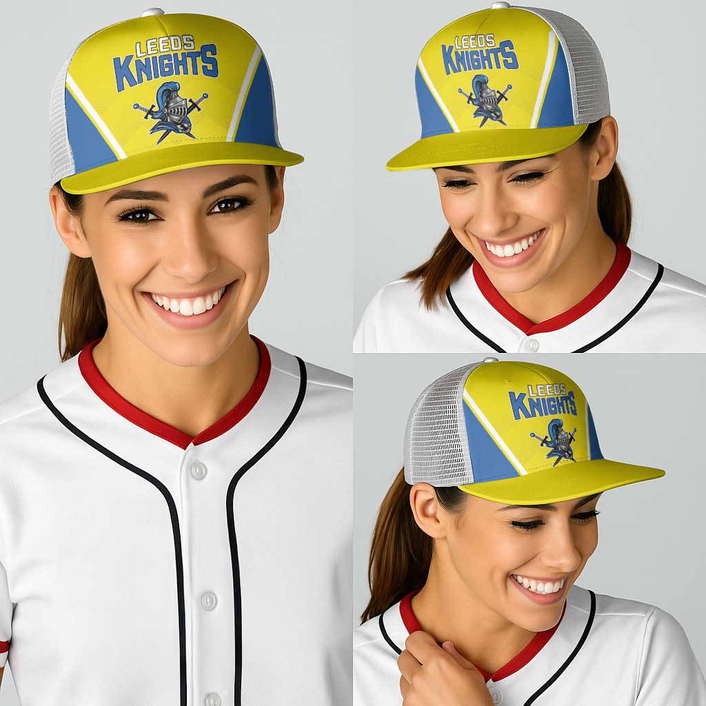 West Knights of Yorkshire Baseball Net Cap Skate Hard Hit Harder Yellow Version - Wonder Print Shop