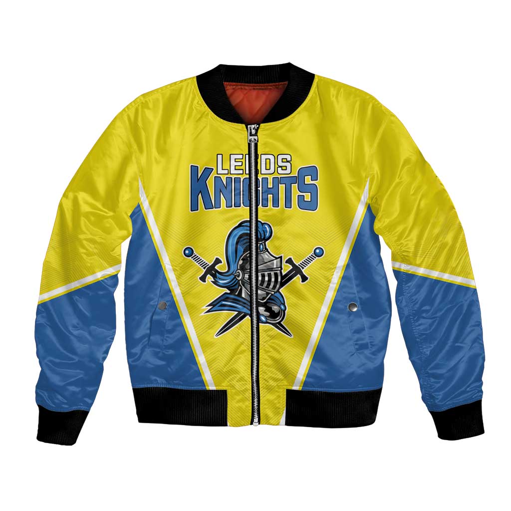 Custom West Knights of Yorkshire Bomber Jacket Skate Hard Hit Harder Yellow Version - Wonder Print Shop