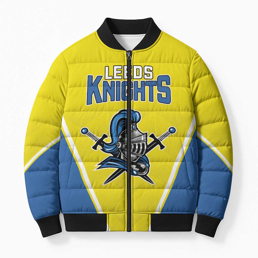 Custom West Knights of Yorkshire Bomber Puffer Jacket Skate Hard Hit Harder Yellow Version - Wonder Print Shop