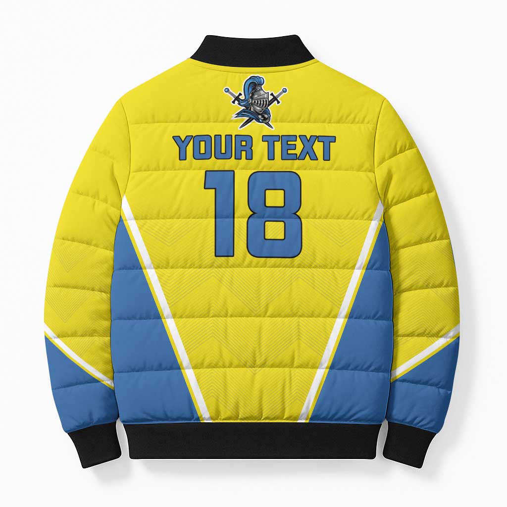 Custom West Knights of Yorkshire Bomber Puffer Jacket Skate Hard Hit Harder Yellow Version - Wonder Print Shop