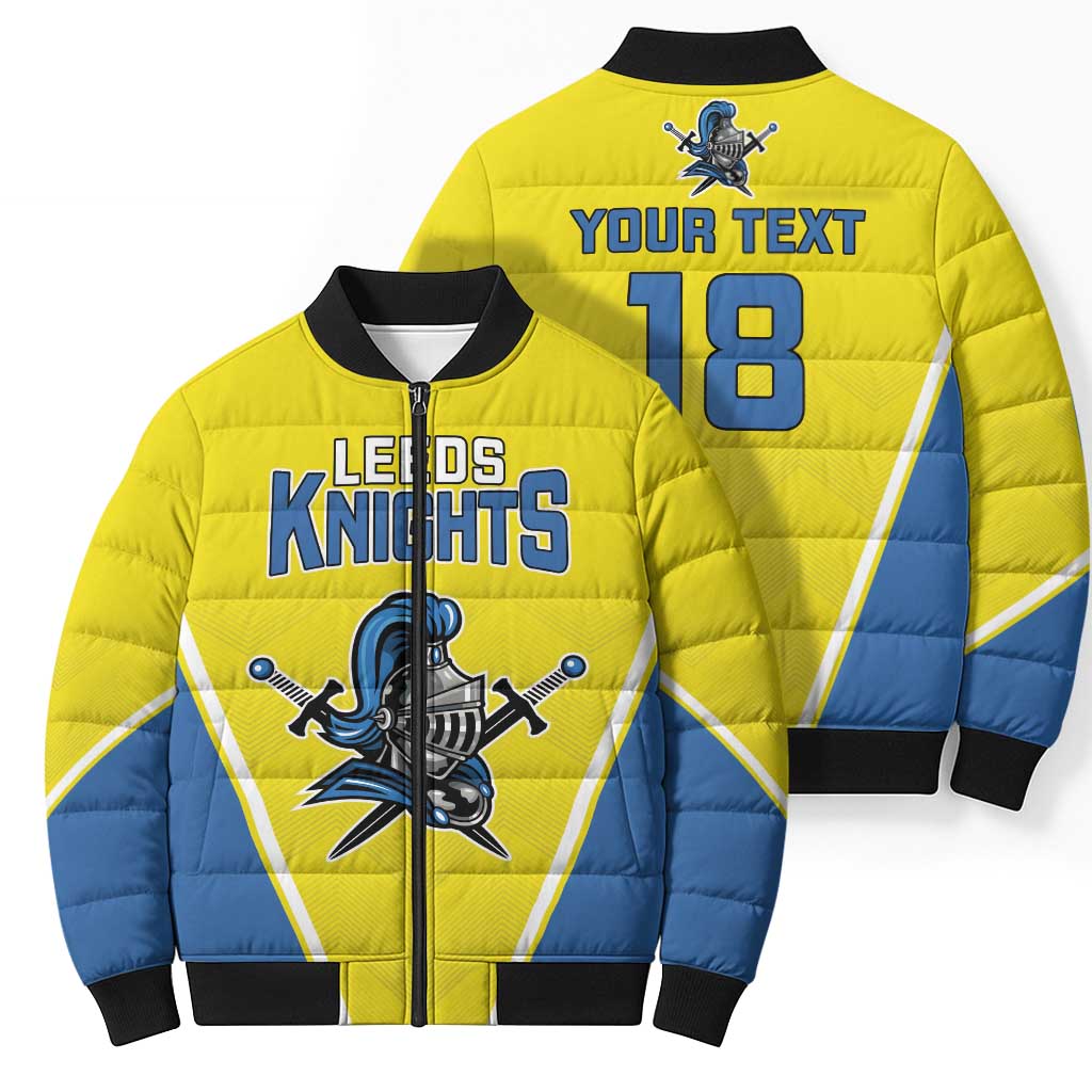 Custom West Knights of Yorkshire Bomber Puffer Jacket Skate Hard Hit Harder Yellow Version - Wonder Print Shop