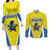 Custom West Knights of Yorkshire Couples Matching Long Sleeve Bodycon Dress and Long Sleeve Button Shirt Skate Hard Hit Harder Yellow Version - Wonder Print Shop