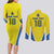 Custom West Knights of Yorkshire Couples Matching Long Sleeve Bodycon Dress and Long Sleeve Button Shirt Skate Hard Hit Harder Yellow Version - Wonder Print Shop