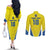 Custom West Knights of Yorkshire Couples Matching Off The Shoulder Long Sleeve Dress and Long Sleeve Button Shirt Skate Hard Hit Harder Yellow Version - Wonder Print Shop