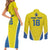 Custom West Knights of Yorkshire Couples Matching Short Sleeve Bodycon Dress and Long Sleeve Button Shirt Skate Hard Hit Harder Yellow Version - Wonder Print Shop