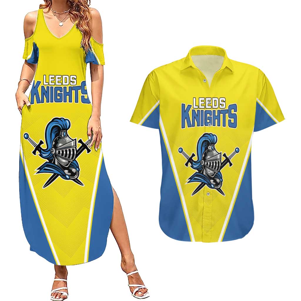 Custom West Knights of Yorkshire Couples Matching Summer Maxi Dress and Hawaiian Shirt Skate Hard Hit Harder Yellow Version - Wonder Print Shop