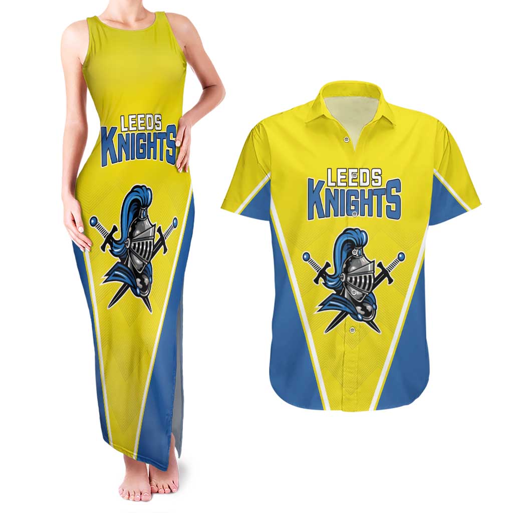 Custom West Knights of Yorkshire Couples Matching Tank Maxi Dress and Hawaiian Shirt Skate Hard Hit Harder Yellow Version - Wonder Print Shop
