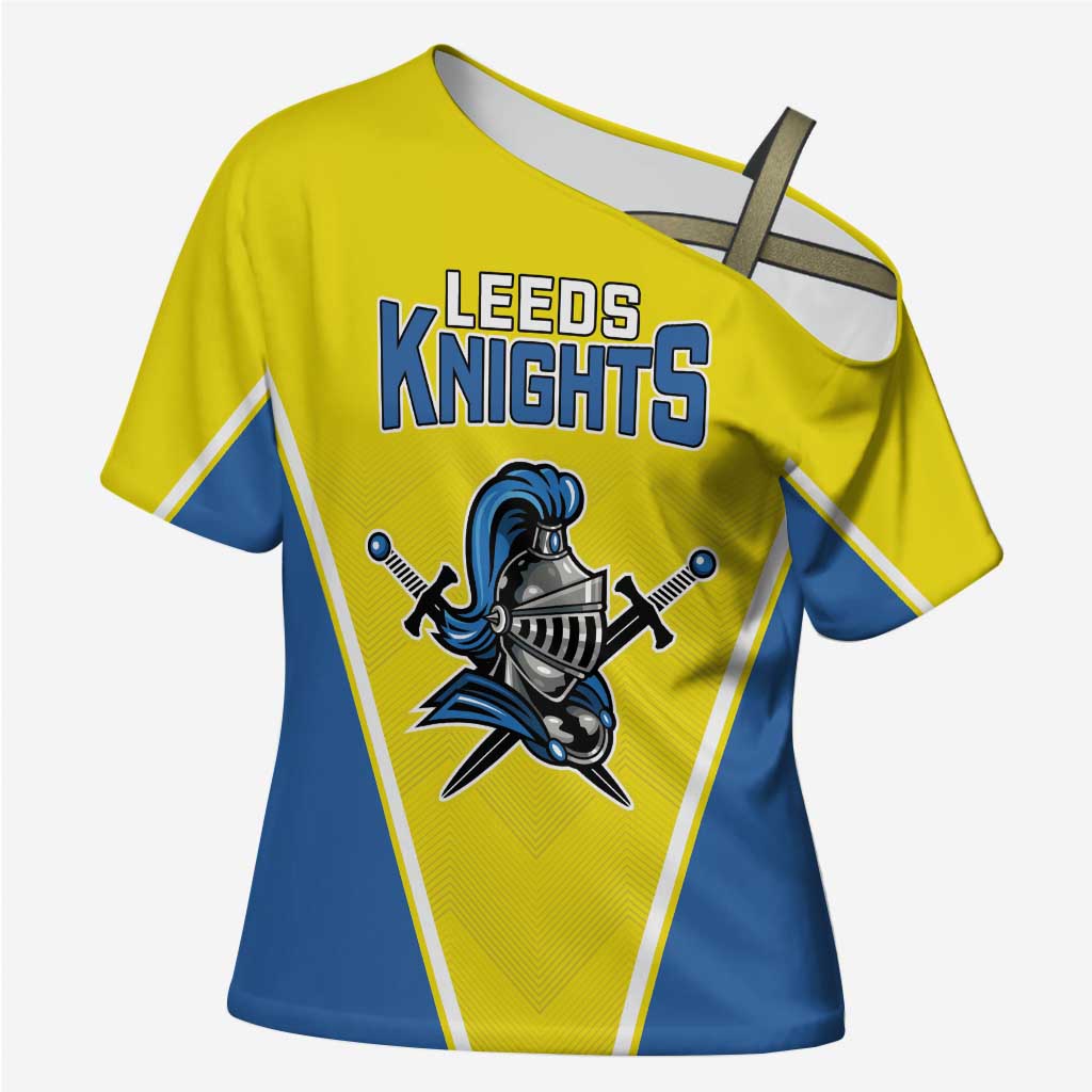 Custom West Knights of Yorkshire Cross Shoulder Shirt Skate Hard Hit Harder Yellow Version - Wonder Print Shop