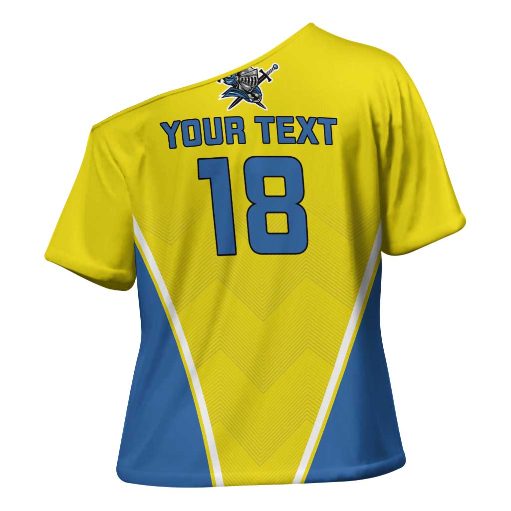 Custom West Knights of Yorkshire Cross Shoulder Shirt Skate Hard Hit Harder Yellow Version - Wonder Print Shop