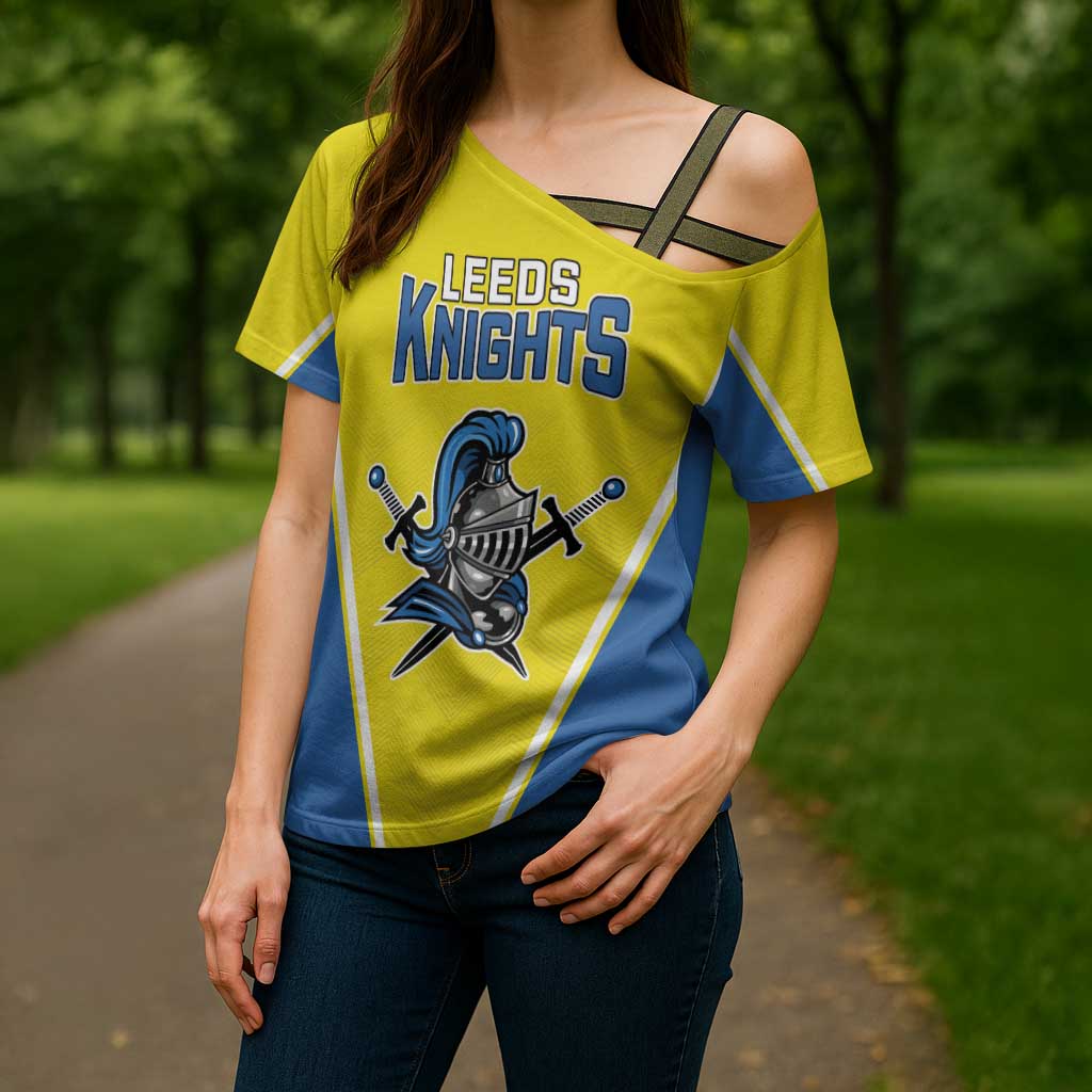 Custom West Knights of Yorkshire Cross Shoulder Shirt Skate Hard Hit Harder Yellow Version - Wonder Print Shop