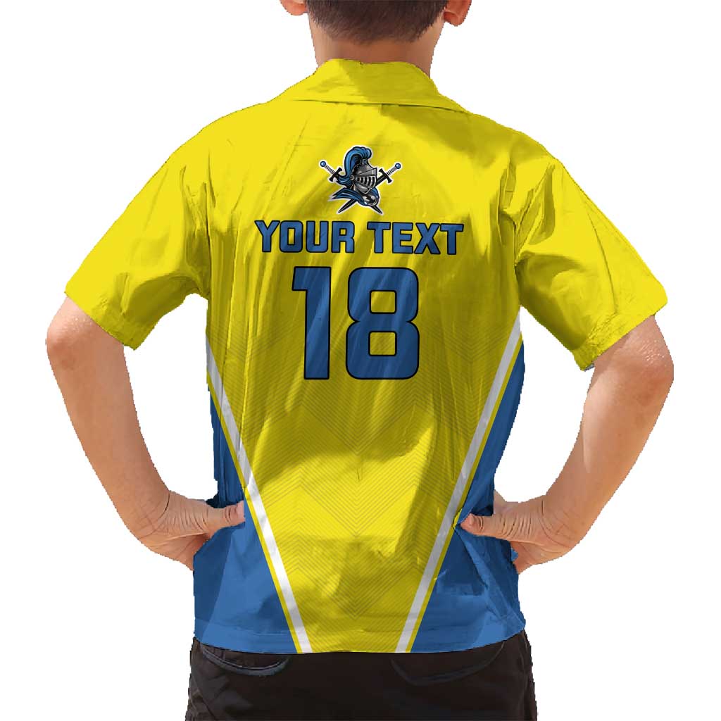 Custom West Knights of Yorkshire Family Matching Long Sleeve Bodycon Dress and Hawaiian Shirt Skate Hard Hit Harder Yellow Version - Wonder Print Shop