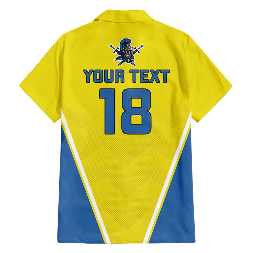 Custom West Knights of Yorkshire Family Matching Long Sleeve Bodycon Dress and Hawaiian Shirt Skate Hard Hit Harder Yellow Version - Wonder Print Shop