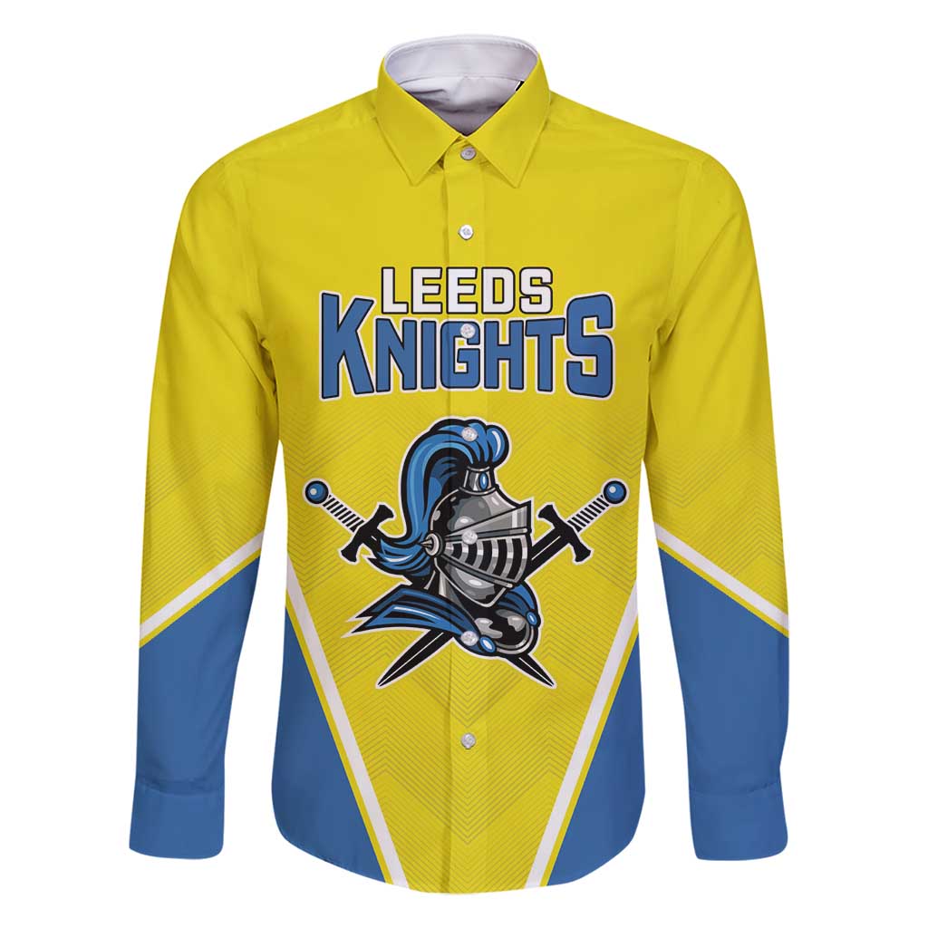 Custom West Knights of Yorkshire Family Matching Long Sleeve Bodycon Dress and Hawaiian Shirt Skate Hard Hit Harder Yellow Version - Wonder Print Shop