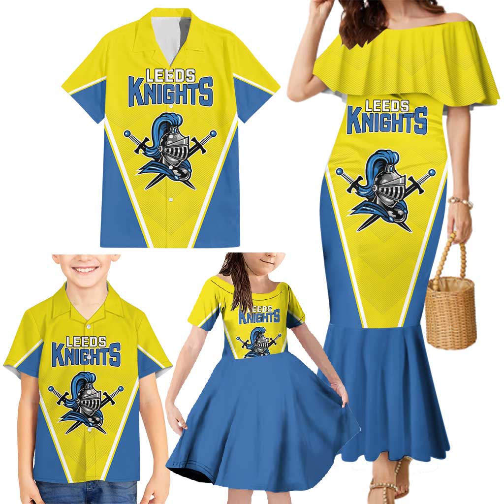 Custom West Knights of Yorkshire Family Matching Mermaid Dress and Hawaiian Shirt Skate Hard Hit Harder Yellow Version - Wonder Print Shop