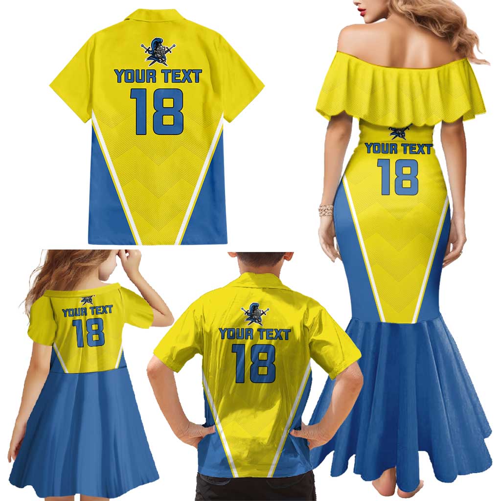 Custom West Knights of Yorkshire Family Matching Mermaid Dress and Hawaiian Shirt Skate Hard Hit Harder Yellow Version - Wonder Print Shop
