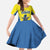 Custom West Knights of Yorkshire Family Matching Off The Shoulder Long Sleeve Dress and Hawaiian Shirt Skate Hard Hit Harder Yellow Version - Wonder Print Shop