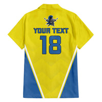 Custom West Knights of Yorkshire Family Matching Off The Shoulder Long Sleeve Dress and Hawaiian Shirt Skate Hard Hit Harder Yellow Version - Wonder Print Shop