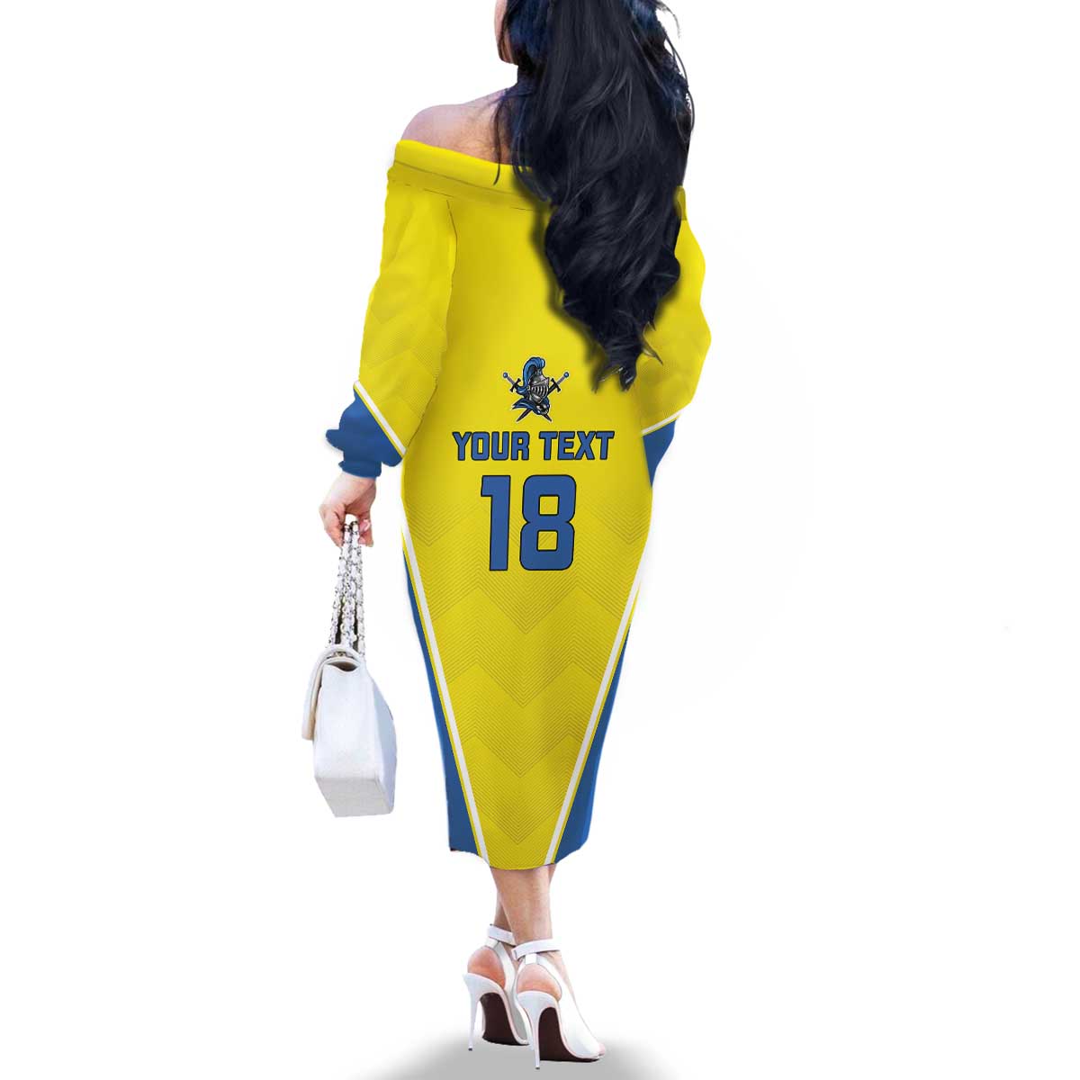 Custom West Knights of Yorkshire Family Matching Off The Shoulder Long Sleeve Dress and Hawaiian Shirt Skate Hard Hit Harder Yellow Version - Wonder Print Shop